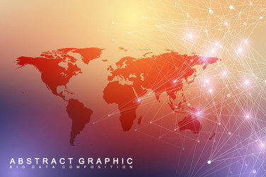 big data visualization with a world map abstract vector