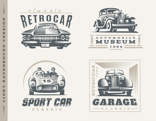 Retro Car Collection on Light Background Vector Image