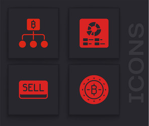 set bitcoin blockchain technology pie chart vector image