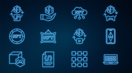 set line binary code ethereum eth nft cloud vector image