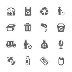 Trash recycle garbage waste icons Royalty Free Vector Image