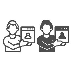 man web designer with presentation of site project vector image