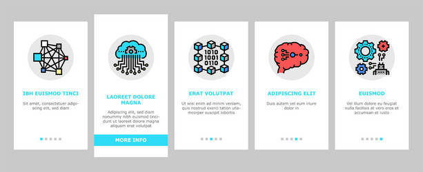 neural network and ai onboarding icons set vector image