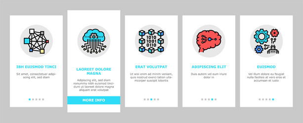 Neural network and ai onboarding icons set vector