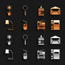 set computer mouse envelope office folders vector image