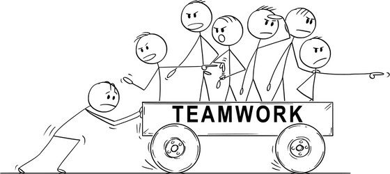 Lazy Team on a Cart vector image