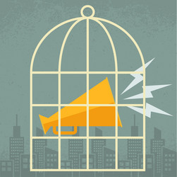 Megaphone in a cage vector