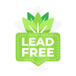 lead-free certification badge with green leaves vector