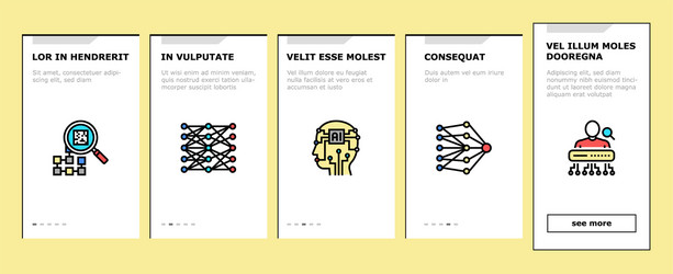neural network and ai onboarding icons set vector