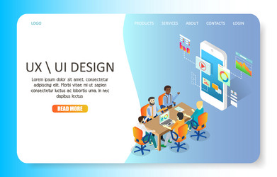 ux or ui design landing page website vector image