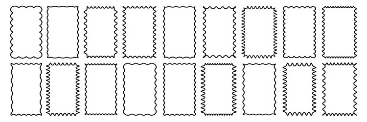 cloudy wave curve edge frame set black vector image