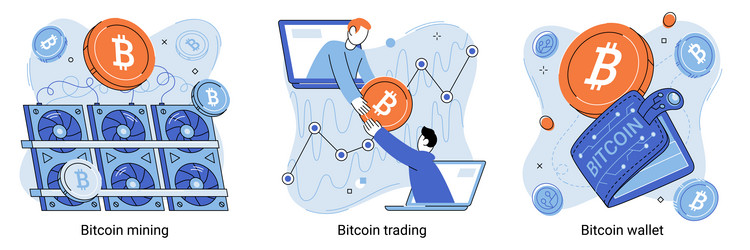 cryptocurrency bitcoin mining concept blockchain vector image