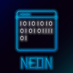 glowing neon line binary code icon isolated vector image