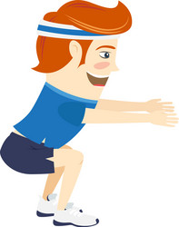 Hipster funny man squatting flat style vector