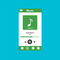 media player application app template with flat vector image