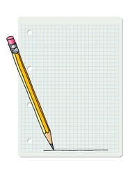 Pencil over notepad sheet frame vector