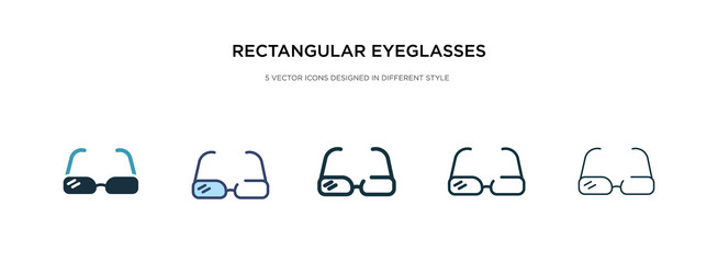 Rectangular eyeglasses icon in different style vector