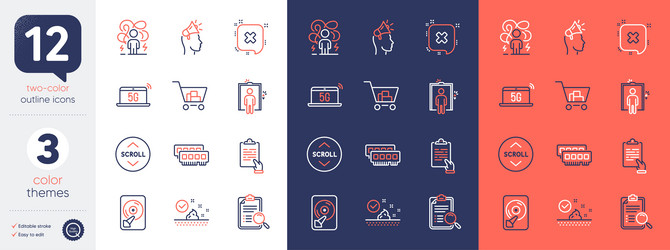 set of brand ambassador hdd and scroll down line vector image