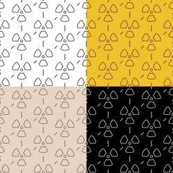 set of seamless patterns with radioactive hazard vector image