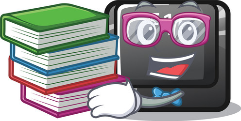 student with book f10 button installed on cartoon vector image
