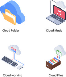 cloud technology icons collection vector