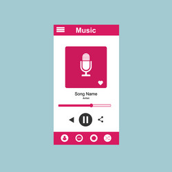 media player application app template with flat vector image
