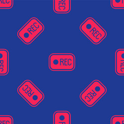 red record button icon isolated seamless pattern vector image