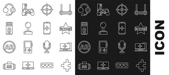 set line piece of puzzle computer monitor star vector image