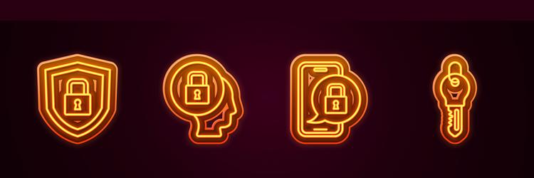 set line shield security with lock mobile vector image