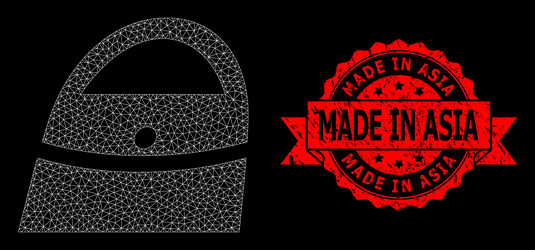 textured made in asia seal and web net shopping vector image