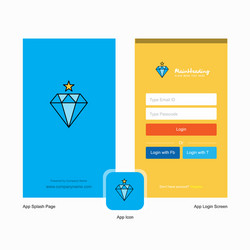 Company diamond splash screen and login page vector