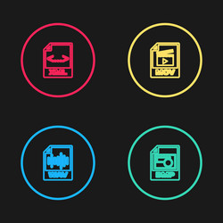 set line wav file document bmp mov and xml icon vector image