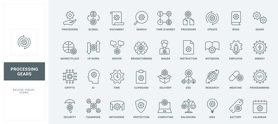 gears in line icons set software update vector image