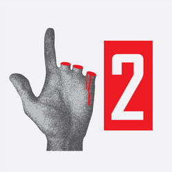pointer number 2 from hand with a severed finger vector image