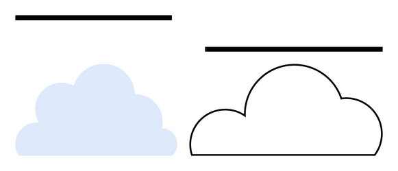 comparison of solid and outline cloud shapes vector image