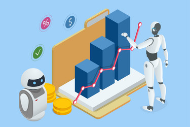 isometric an ai-powered robot efficiently vector image