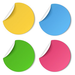 Set of glaring color round paper stickers vector