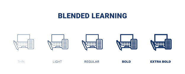 blended learning icon thin light regular bold vector