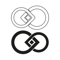 linked rings icon chain connection symbol unity vector image