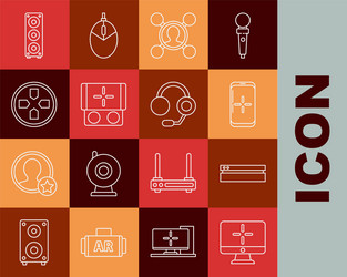 set line computer monitor video game console vector image