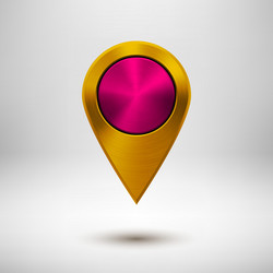 technology pointer button with gold metal texture vector image