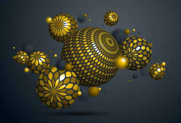 Abstract golden spheres background composition vector