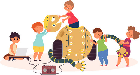 Children Learning Robotics Coding vector image