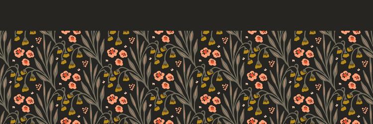 dark boho flowers seamless border pattern vector