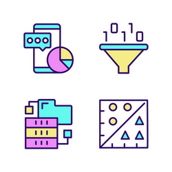 Data mining tools rgb color pixel perfect icons vector