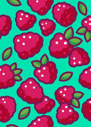 seamless pattern raspberry leaf green background vector image
