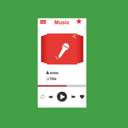 media player application app template with flat vector image