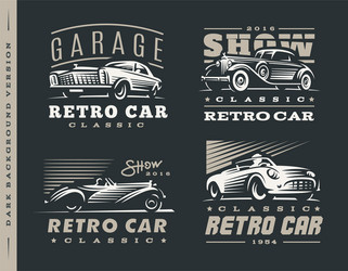 Vintage Car Collection on Dark Background Vector Image