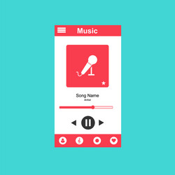 media player application app template with flat vector image
