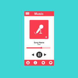 media player application app template with flat vector